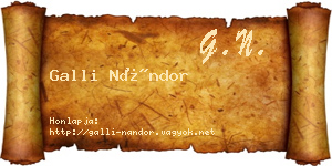 Galli Nándor névjegykártya